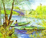 Spring Canvas Paintings - Fishing in Spring